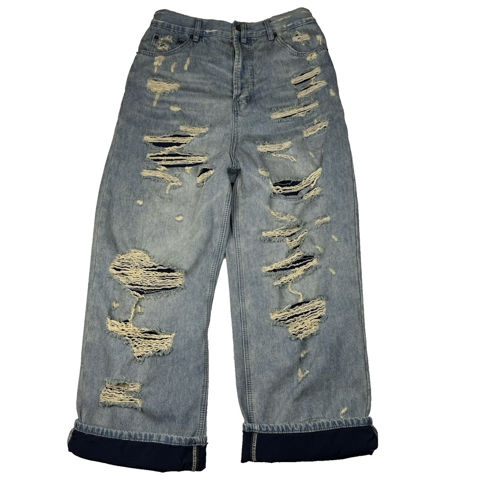 Mijko Jeans Mens Large 31x27 Baggy Distressed High Rise Grunge Streetwear Y2K